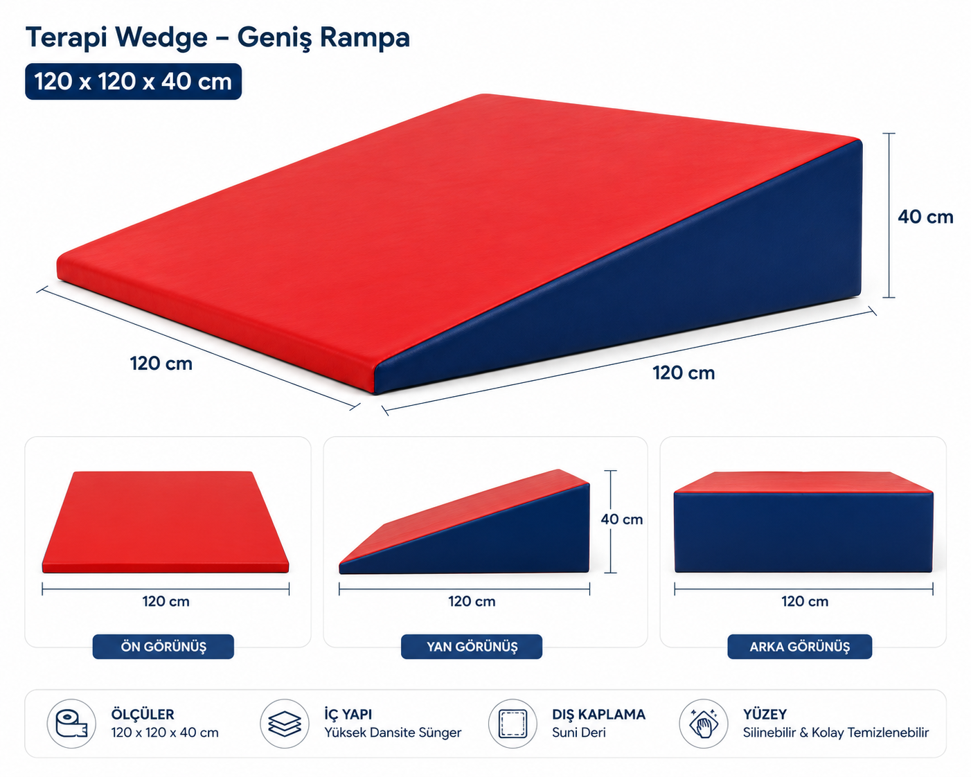 Terapi Wedge – Geniş Rampa 120×120×40 cm